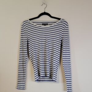 J. Crew Navy and White Striped Long Sleeve Top